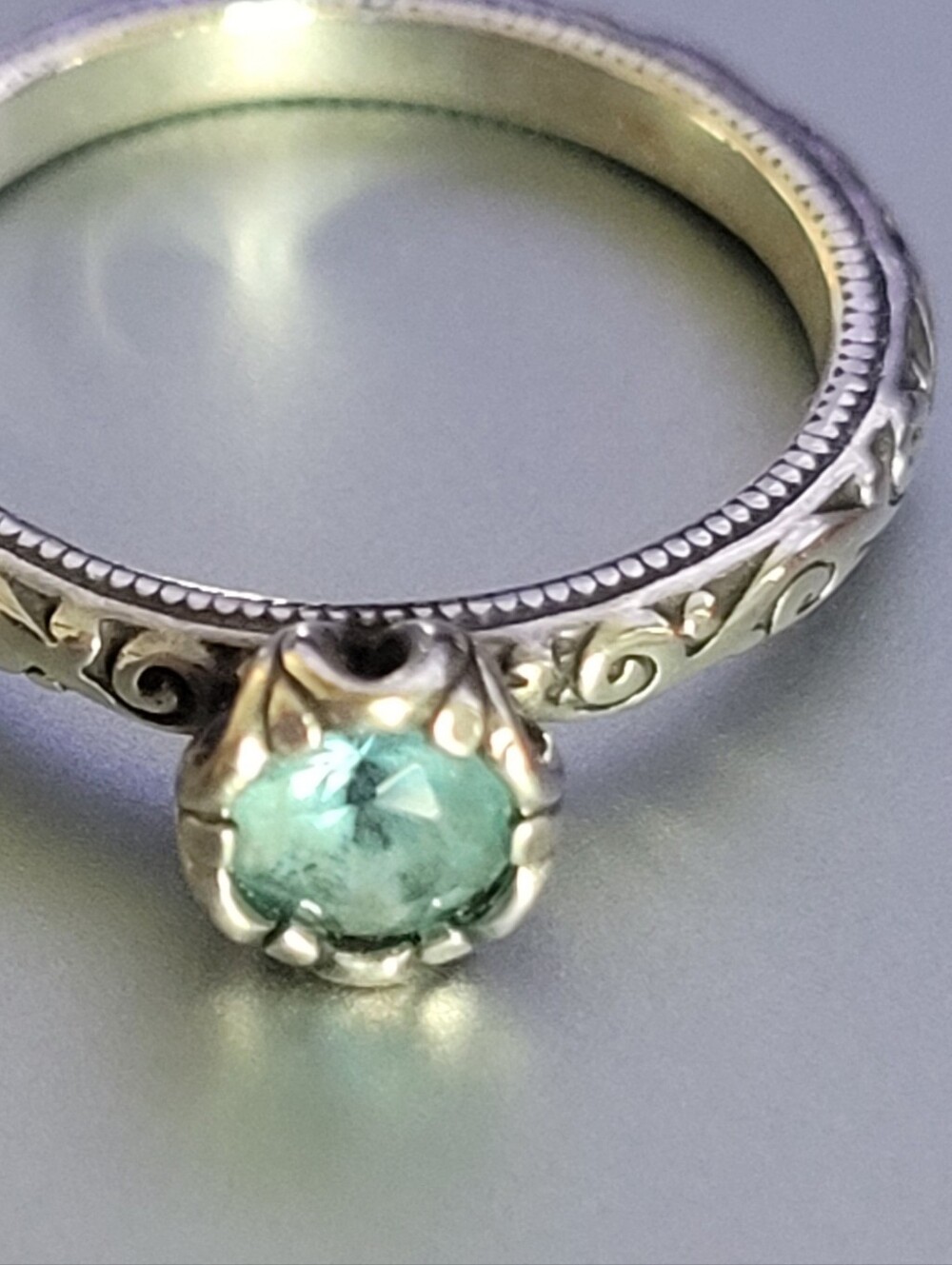 James Avery 925 Sterling Silver Birthstone Ring  Lab Cherished Blue Topaz Sz8 - Picture 5 of 6